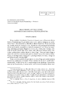 BRAK WIARY A WYKLUCZENIE GODNOŚCI SAKRAMENTALNEJ MAŁŻEŃSTWA