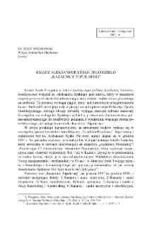 KSIĄDZ ALEKSANDER SYSKI I JEGO DZIEŁO „KAZALNICY POPULARNEJ”