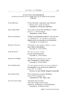 WYKAZ PRAC MAGISTERSKICH NAPISANYCH W WYŻSZYM SEMINARIUM DUCHOWNYM W ŁODZI ROK 2007