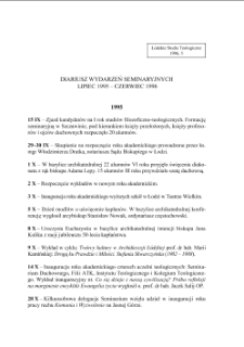 DIARIUSZ WYDARZEŃ SEMINARYJNYCH LIPIEC 1995 – CZERWIEC 1996