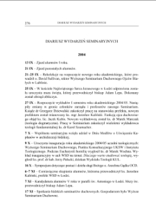 DIARIUSZ WYDARZEŃ SEMINARYJNYCH WRZESIEŃ 2004 - CZERWIEC 2005