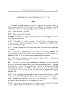DIARIUSZ WYDARZEŃ SEMINARYJNYCH WRZESIEŃ 2005 - CZERWIEC 2006